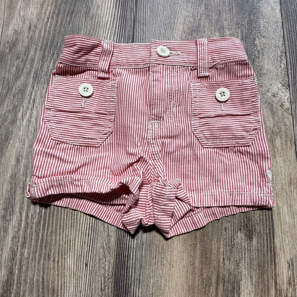 Old Navy Shorts Red White Striped Seersucker Americana Coastal